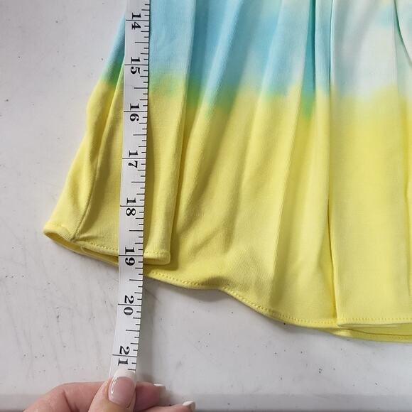 Sky Yellow and Light Blue Tie-Die Strapless Tank Top - Picture 5 of 7